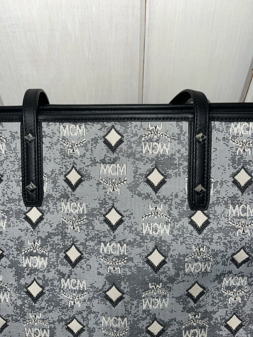 MCM Gray Logo Tote with Black Trim NWT full inclusion - Picture 10 of 14